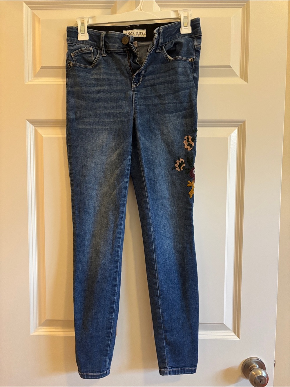 Embroidered Floral Skinny Jeans